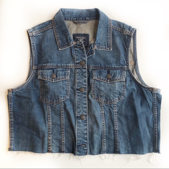 Abercrombie & Fitch Jackets & Blazers - A&F denim jean vest with raw hem size XL